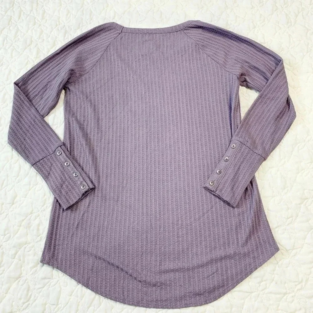 Chaser Size M Purple Waffle Knit Long Sleeve Thermal Top - Picture 8 of 8
